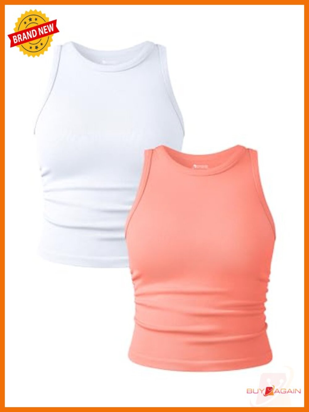 2 Pack Women's Tank Tops Crew Neck Sleeveless Stretch Yoga Crop Camis